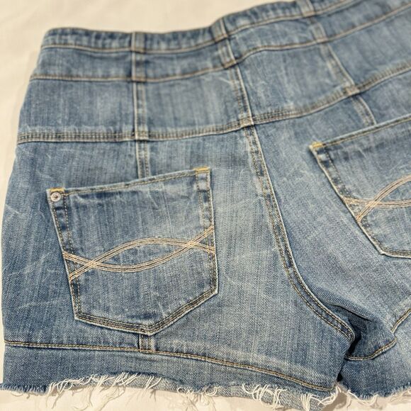 Vintage Abercrombie Fitch Y2K Stretch Double Button Front Jean Shorts Sz 12 31W - Picture 12 of 16